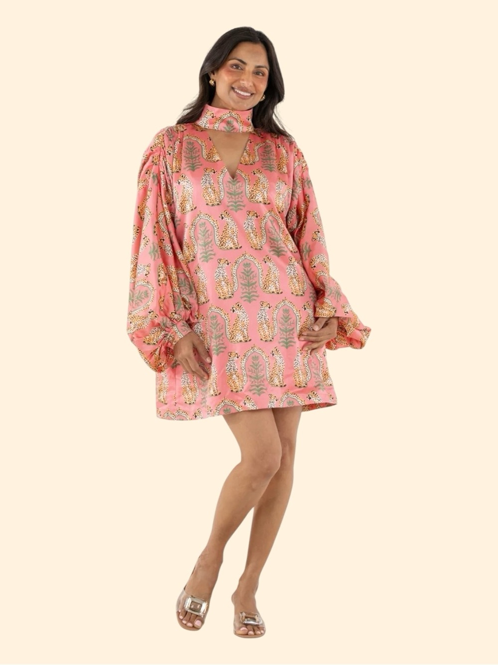 Emily McCarthy Cabana Cat Balloon Sleeve Mini Dress-Small—NWT-❤️ me for a deal!